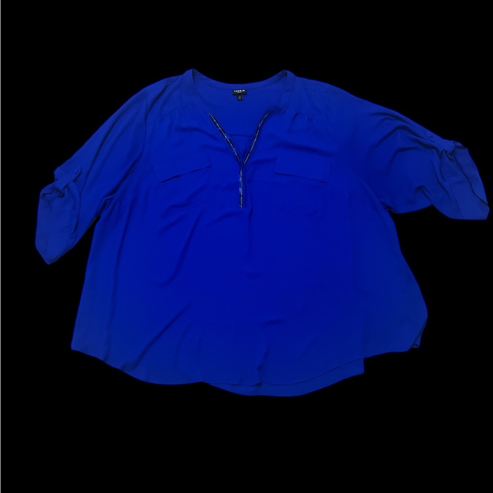 Torrid Harper Blue Sequin Blouse Size 5
